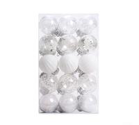 30 Boules de Noël Incassables 6cm Décoration pour arbre 30 Boules(White) | Incassable, plastique , 6cm diamètre, pour idéal sapin, salon, bureau, résistant aux chutes