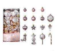 30 Boules de Noël Variées Ruban pour bonbon 30 Boules de Noël | Designs variés, rubans, bonbons, bottes, nœuds, plastique peint, diversité festive(Pink A)