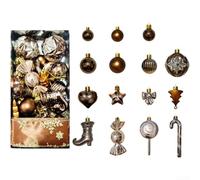 30 Boules de Noël Variées Ruban pour bonbon 30 Boules de Noël | Designs variés, rubans, bonbons, bottes, nœuds, plastique peint, diversité festive(Brown)