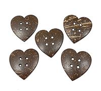 30 Boutons en Noix de Coco en Forme de Coeur, 35 mm, pour l'Artisanat, la Couture et la Décoration (Coco2, 35mm)