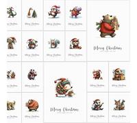 30 Cartes de Noël illustrées fantaisistes et écologiques 2025 avec enveloppes blanches