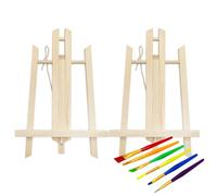 30 Cm Béquille Peinture Bois (Lot de 2), Béquille De Table, Mini Béquille Ajustable, Béquille Portable, Béquille Peinture Enfants Pour,Et Un Ensemble de Pinceaux