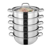 30 cm Diamètre 5 couches Cuiseur vapeur 304 en acier inoxydable couvercle en verre pot steamer CUIT VAPEUR