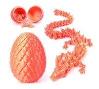 30 CM Oeuf de Dragon Imprimé en 3D, Jouet de Dragon Surprise dans avec Dragon Articulé à L'intérieur, Figurine de Dragon en Cristal Réaliste, Halloween, Noël, Jouet Surprise Enfants (Or et Rouge)