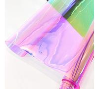 30 cm x 135 cm Rouleau de tissu en vinyle holographique, tissu PVC transparent irisé, imperméable, cuir synthétique pour artisanat, décoration DIY (rose)