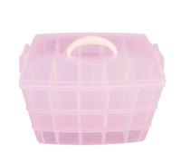30 Compartiments Boîte de Rangement Cosmétique, Rose, à 3 Couches | Plastique Transparent Rigide, Poignée Portable, Compartiments Amovibles, Organisation Maquillage et Bijoux