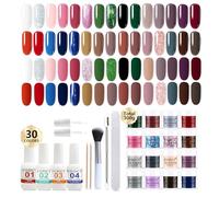 30 Couleur Dipping Powder de vernis à ongles pour débutants Romance Française Nude French Nail Poudre Starter Kit Base Top Coat,Activateur,Brush Saver, Ensemble Printemps Pour Festivals