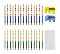 30 crayons de dessin avec 2 Taille - crayons et 1 pochette de rangement, 4 en 1 crayons arc - en - ciel, stylos de graffiti amusants pour enfants, pour dessiner, colorier