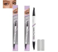 30°Curved 2-In-1 Crayon de sourcils avec 2 micro-fourchettes - Crayon de sourcils imperméable brun foncé, stylo de sourcils de levage et de serrage, maquillage brun durable (brun clair) (2)