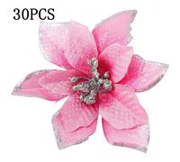30 décorations de Noël : fleurs, flocons de neige, ornements artificiels pour sapin, couronne de Noël, décorations florales.