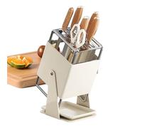 30-Degree Rotating Cutter Storage Rack | Kitchen Cutter Block | 9-Slot Storage Rack With Drain Tray For Kitchen Counter Restaurant Food Preparation Daily Cooking Outdoor
