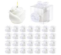 30 Ensemble de Bougies en Forme de Fleur pour Mariage, Cadeau pour Invités, Mini Bougies Tealight en Forme de Rose Blanche pour Cadeau de Retour, Mariage, Anniversaire, Douche Nuptiale, Fête de