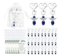 30 ensembles ange porte-clés avec sacs-cadeaux en organza, je vous remercie les étiquettes de faveur, les cadeaux de retour d'invité réfléchi pour Baby Shower, anniversaire, mariage et baptême