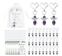 30 ensembles ange porte-clés avec sacs-cadeaux en organza, je vous remercie les étiquettes de faveur, les cadeaux de retour d'invité réfléchi pour Baby Shower, anniversaire, mariage et baptême