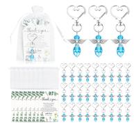 30 ensembles ange porte-clés avec sacs-cadeaux en organza, je vous remercie les étiquettes de faveur, les cadeaux de retour d'invité réfléchi pour Baby Shower, anniversaire, mariage et baptême