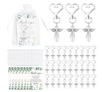 30 ensembles ange porte-clés avec sacs-cadeaux en organza, je vous remercie les étiquettes de faveur, les cadeaux de retour d'invité réfléchi pour Baby Shower, anniversaire, mariage et baptême