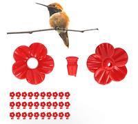 30 Ensembles de Fleurs de Remplacement de mangeoire pour colibris, Port d'alimentation de Fleurs de mangeoire à Oiseaux pour colibris remplaçable en Plastique pour Suspension (Red)