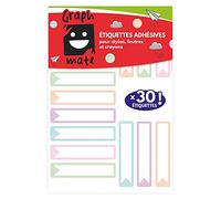 30 étiquettes adhésives pour stylos feutres et crayons GRAPHMATE Pastel
