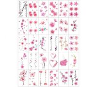30 Feuilles D'Autocollants De Tatouage Ephemere De Fleurs De Cerisier De Style Antique Petits Autocollants De Tatouage Ephemere Frais Et Mignons