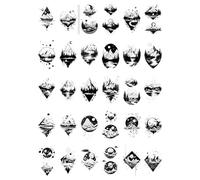30 feuilles de tatouages temporaires géométriques en forme de triangle de pin de montagne for hommes, femmes et adultes(30pcs A)