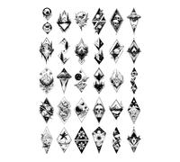 30 feuilles de tatouages temporaires géométriques en forme de triangle de pin de montagne for hommes, femmes et adultes(30pcs B)