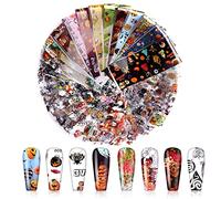 30 Feuilles Nail Autocollant Transfert Foil Stickers, EBANKU Foil Décoration d’Ongle Halloween Patterns Nail Art Autocollant Manicure Transfer Stickers Decals
