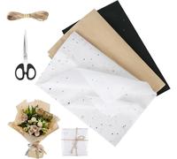 30 Feuilles Papier De Soie, 50 X 66cm Papier De Soie Emballage, Papier Soie Pailleté, Papier D'emballage Avec Ciseaux Et Ficelle Pour Anniversaires, Fêtes Et Fleurs (3 Couleurs)