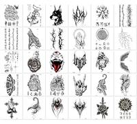 30 feuilles Tatouages Éphémères Pour Les Mains, Motifs Animaux Totems En Noir Et Blanc, Réalistes, Résistants À La Transpiration