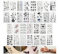 (30 feuilles) Tatouages Temporaires pour femme homme enfants, Imperméables Faux Tatouages Body Art Autocollants De Tatouage Noir bras poignet Tatouages tattoo