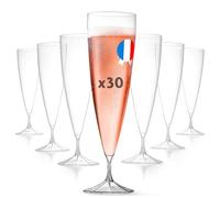 30 flûtes à champagne luxe 13,5 cl transparentes, rigides et lavables | Fabriquées en France, solides et élégantes, idéales pour mariage, réception, anniversaire, Nouvel An et vin d'honneur