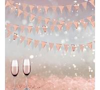 30 Ft Or Rose Double Face Paillettes Métallique Papier Drapeau Triangle Fanion Guirlande Bannière pour Anniversaire Mariage Festivals Bapteme Soirée de Cocktail Filles Décorations De Fête Fournitures