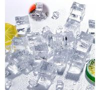 30 Glaçons Artificiels en Acrylique Transparents Carrés, Faux Glaçons Reutilisables Transparent, 18 mm, en Plastique, Décoratifs, Permanents pour la Photographie, Les fêtes et la Décoration