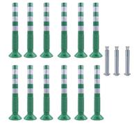 30-Inch Flexible Traffic Barricade Post with Reflective Band for Driveway and Crowd Control(Green+white,12 pack)