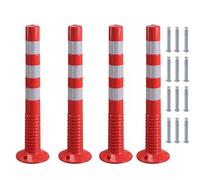 30-Inch Flexible Traffic Barricade Post with Reflective Band for Driveway and Crowd Control(Red+white,4 pack)