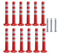 30-Inch Flexible Traffic Barricade Post with Reflective Band for Driveway and Crowd Control(Red+white,12 pack)