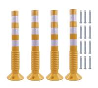 30-Inch Flexible Traffic Barricade Post with Reflective Band for Driveway and Crowd Control(Yellow+white,4 pack)