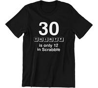 30 is Only 18 in Scrabble T T-Shirts à Manches Courtes Funny Joke Birthday Gift Husband Top Black(Medium)