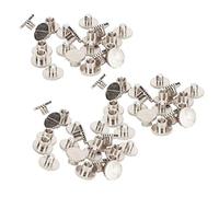 30 jeux de rivets pour reliure, vis de reliure en laiton plat avec tête moletée, tête de 9,5 x 6 mm et tige de 4 mm, pour travaux de maroquinerie, scrapbooking, albums photo, (Argent)