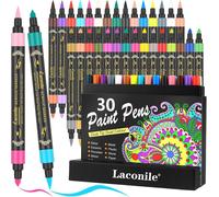 30 Marqueurs Acryliques Avec 60 Couleurs, Stylos De Peinture Acrylique Pour Pétroglyphes,Peinture Acrylique À Double Tête Pour L'artisanat En Céramique En Bois De Pierre De Verre