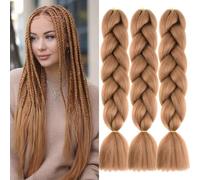 #30 Marron Terne Meches Pour Tresses Africaine 3 Paquets 24 Pouces Braid Pré éTiré Braids Meches Pre Tiré Long Easy Braids Knotless Yaki Nattes Extensions Rajout Cheveux Tresses