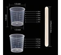 30 ml/1 oz Tasses graduées en plastique transparentes avec échelle. 5/10/20 pièces de tasses de mélange en époxy transparent avec 5/10/20 pièces de bâtonnets de brassage en bois pour la résine, l'épox