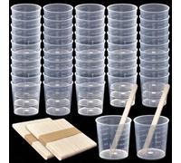 30 ml/1 oz Tasses graduées en plastique transparentes avec échelle, 5/10/20 pièces de tasses de mélange en époxy transparent avec 5/10/20 pièces de bâtonnets de mélange en bois pour la résine, l'époxy