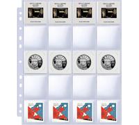 30 Pack 600 Flap Pockets 2"" x 2"" Heavy Duty Stamp Collection Pages for 3 Ring Binder 20 Pockets Photo Slide Storage Pockets for Photo Slides