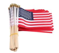 30 Pack Small American Flags on Stick 5x8 Inch/Mini US Flags/American Hand Held Stick Flags Spear Top (30 PACK)