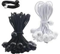30 Pack Tarpaulin Bungee Cord With Ball,5.4"" X 0.75"" Tarpaulin Bungee Cord Rubber Bungee Cord For Tents,Banners,Gazebos,Tarpaulins (Black,White)
