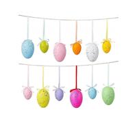30 Packs Colorful Plastic Easter Eggs with Hanging Ribbon, Easter Decorations, Toy Eggs for Kid 4*6cm and 3*4cm Multicolor Eggs