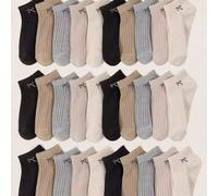 30 paires de chaussettes à motif nœud papillon de couleurs assorties, style japonais simple et élégant, style clown décontracté, confortables et respirantes, convenant aux vêtements de sport 36-39,40-