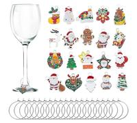 30 pcs / 20 pcs Charmes de Verre à Vin, Alliage de Zinc Noël Étiquette de Marqueurs de Boisson de Gobelet avec Boucle Conception pour Noël Cocktail Champagne Soirée Dégustation Fournitures Cadeaux