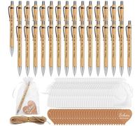 30 PCS Cadeaux de Mariage pour Invités, Stylos à Bille en Bois avec Inscription Schön, dass Du da bist, Stylo à Bille Rétractable à Encre Noire, pour Mariage, Anniversaires, Cadeau de Remerciement