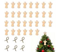 30 Pcs Christmas Anges en Bois Brut Vierge, décorations de Noël Bois, Anges Gardiens Miniatures, Lot de 30 pendentifs 5x3 cm Brun pour Sapin, Bricolage et Cadeaux personnalisés, Sculpture